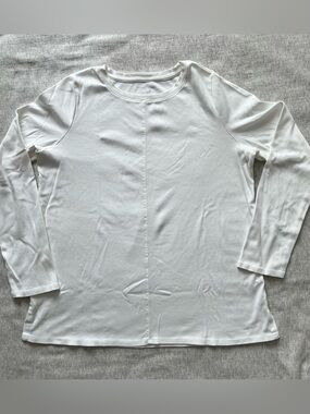 J. Jill White Long-Sleeve Pima Crew-Neck Tee